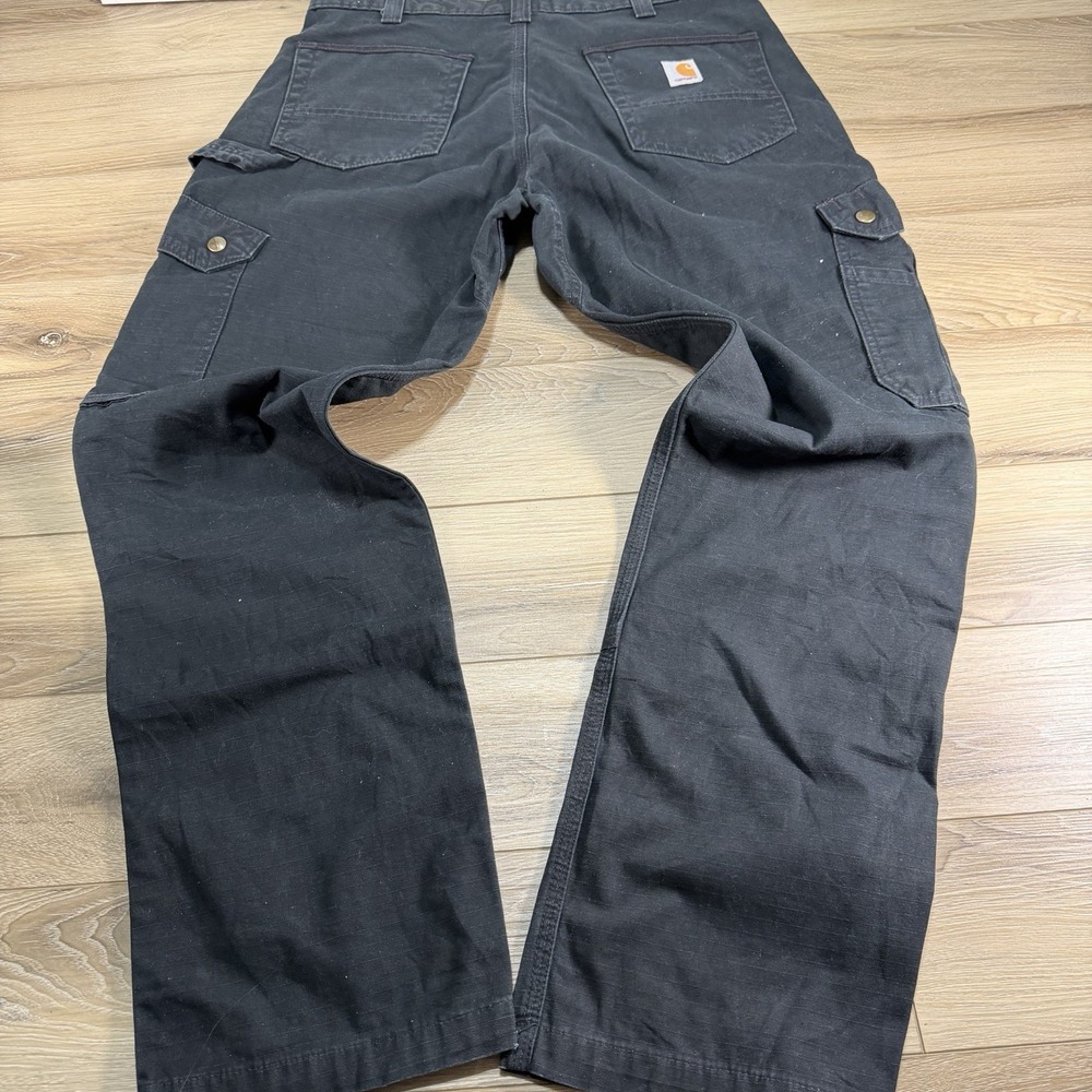 Carhartt B342-BLK Ripstop Cargo Double Knee Work Pants Sz 34x32 Relaxed Fit - Picture 6 of 7